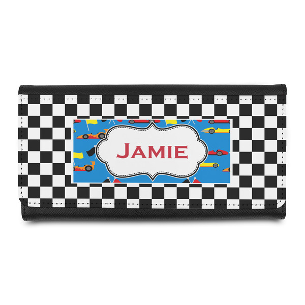 Custom Checkers & Racecars Leatherette Ladies Wallet (Personalized)