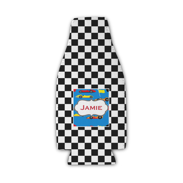 Custom Checkers & Racecars Zipper Bottle Cooler (Personalized)