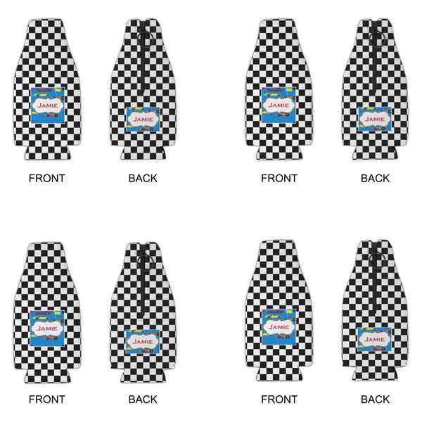 Checkers & Racecars Zipper Bottle Cooler - Set of 4 - APPROVAL