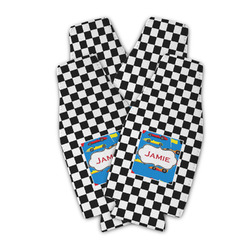 Checkers & Racecars Zipper Bottle Cooler - Set of 4 (Personalized)