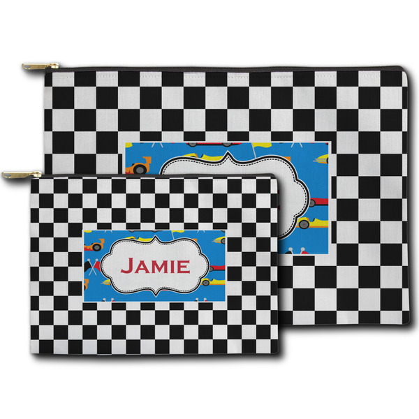 Checkers & Racecars Zippered Pouches - Size Comparison