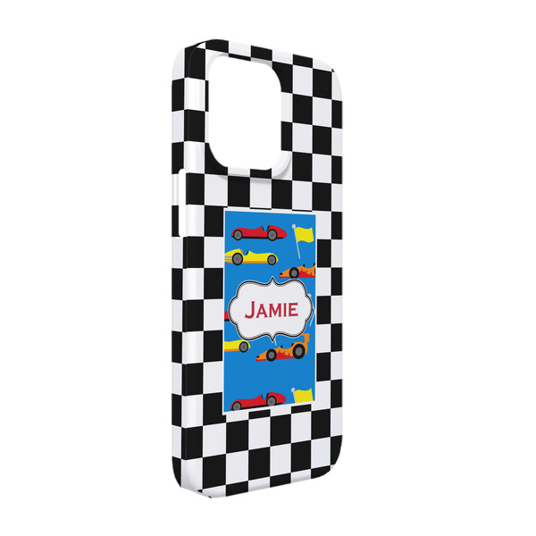 Custom Checkers & Racecars iPhone Case - Plastic - iPhone 13 (Personalized)
