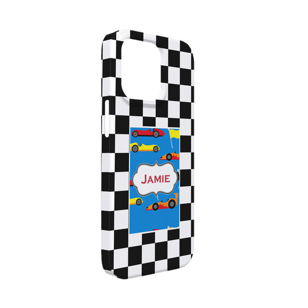 Custom Checkers & Racecars iPhone Case - Plastic - iPhone 13 Mini (Personalized)