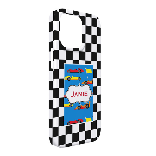Custom Checkers & Racecars iPhone Case - Plastic - iPhone 13 Pro Max (Personalized)