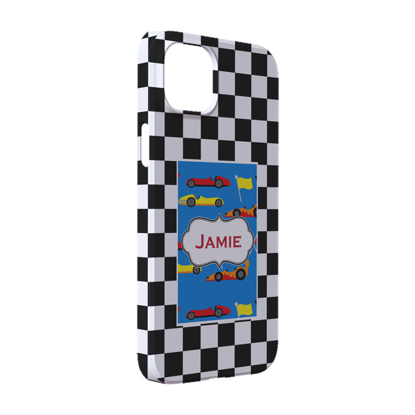 Custom Checkers & Racecars iPhone Case - Plastic - iPhone 14 (Personalized)