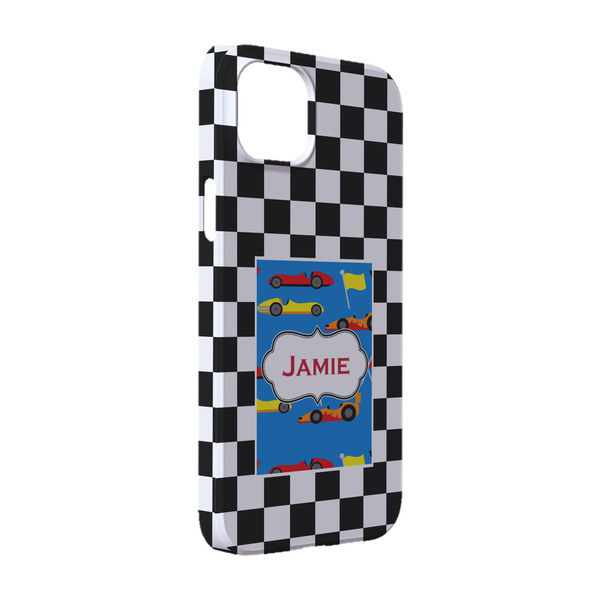 Custom Checkers & Racecars iPhone Case - Plastic - iPhone 14 Pro (Personalized)