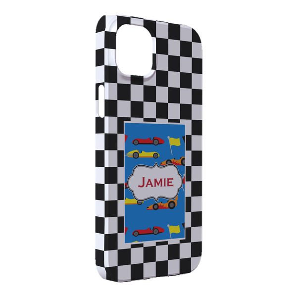 Custom Checkers & Racecars iPhone Case - Plastic - iPhone 14 Pro Max (Personalized)