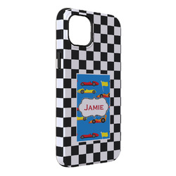 Checkers & Racecars iPhone Case - Rubber Lined - iPhone 14 Pro Max (Personalized)