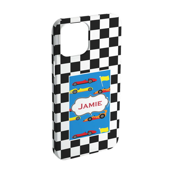 Custom Checkers & Racecars iPhone Case - Plastic - iPhone 15 (Personalized)