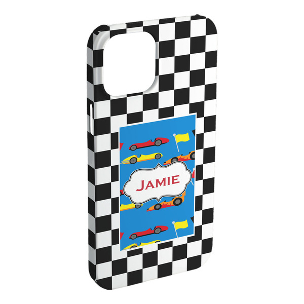 Custom Checkers & Racecars iPhone Case - Plastic - iPhone 15 Plus (Personalized)