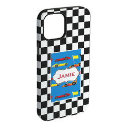 Checkers & Racecars iPhone Case - Rubber Lined - iPhone 15 Plus (Personalized)