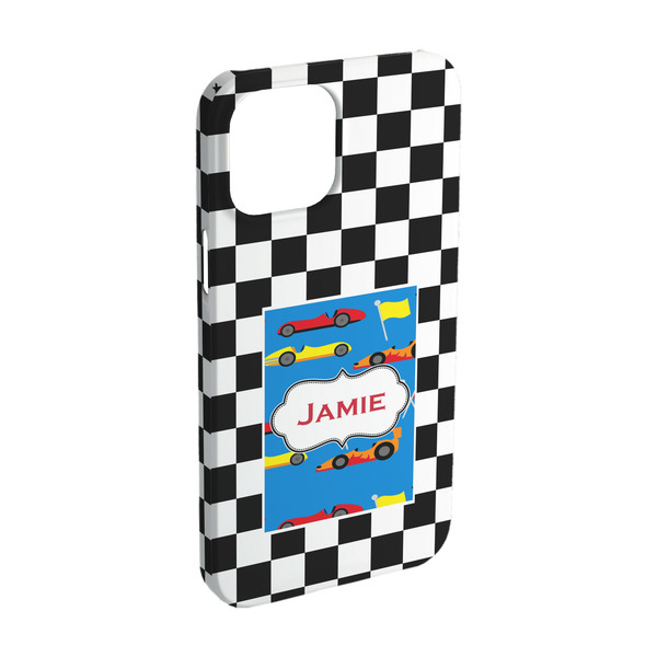 Custom Checkers & Racecars iPhone Case - Plastic - iPhone 15 Pro (Personalized)