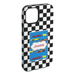 Checkers & Racecars iPhone Case - Rubber Lined - iPhone 15 Pro Max (Personalized)