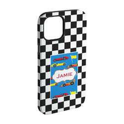 Checkers & Racecars iPhone Case - Rubber Lined - iPhone 15 Pro (Personalized)