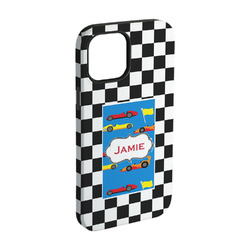 Checkers & Racecars iPhone Case - Rubber Lined - iPhone 15 (Personalized)