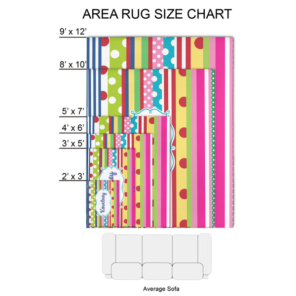 Ribbons 2'x3' Indoor Area Rugs - Size Chart