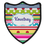 Ribbons Iron On Shield Patch B w/ Name or Text