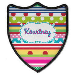 Ribbons Iron On Shield Patch B w/ Name or Text