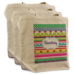 Ribbons Reusable Cotton Grocery Bags - Set of 3 (Personalized)