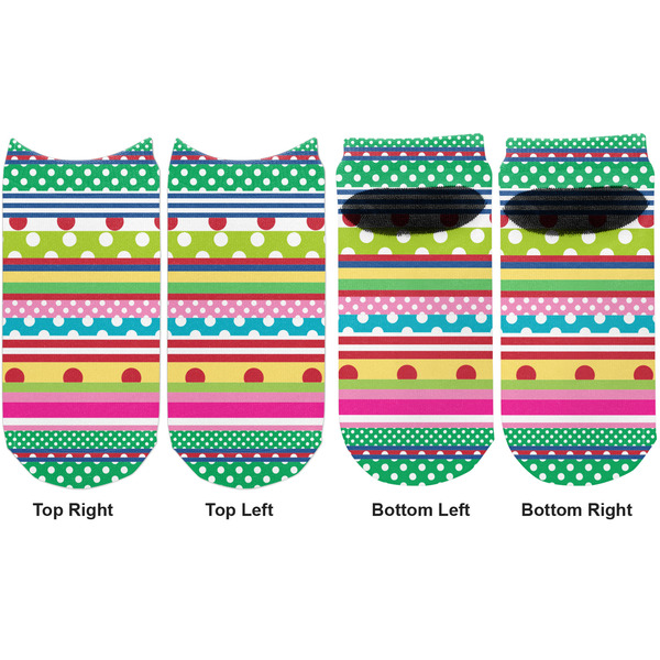 Ribbons Adult Ankle Socks - Double Pair - Front and Back - Apvl