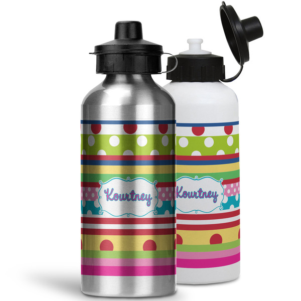 Ribbons Aluminum Water Bottles - MAIN (white &silver)