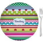Ribbons 8" Glass Appetizer / Dessert Plates - Single or Set (Personalized)