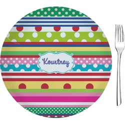 Ribbons 8" Glass Appetizer / Dessert Plates - Single or Set (Personalized)