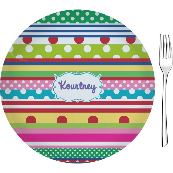 Custom Ribbons 8" Glass Appetizer / Dessert Plates - Single or Set (Personalized)