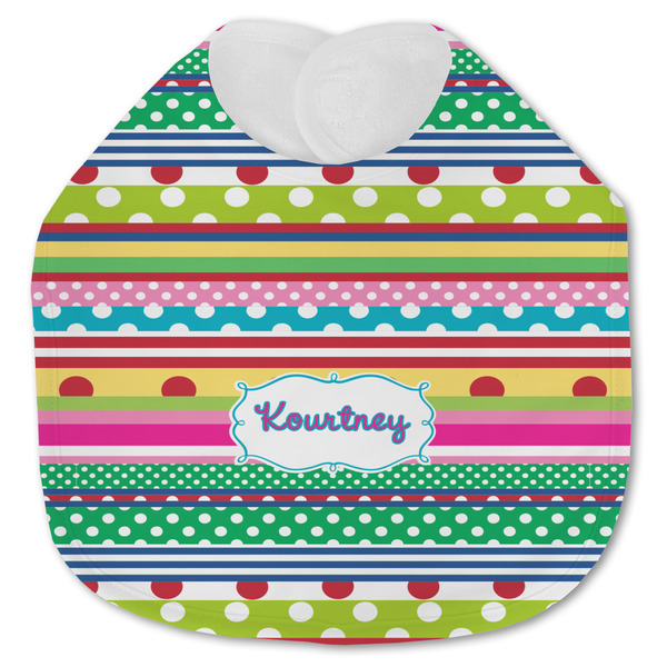 Custom Ribbons Jersey Knit Baby Bib w/ Name or Text