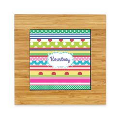 Ribbons Bamboo Trivet with Ceramic Tile Insert (Personalized)
