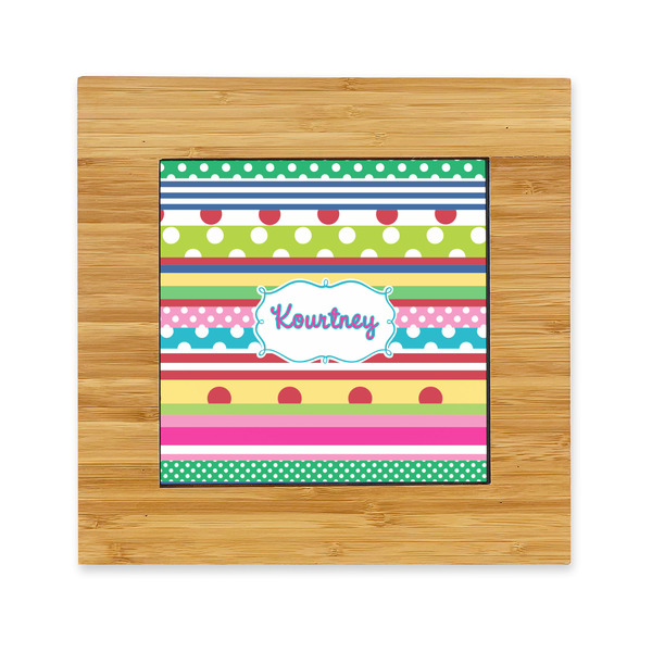 Custom Ribbons Bamboo Trivet with Ceramic Tile Insert (Personalized)