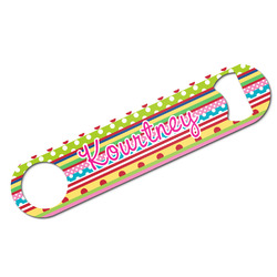 Ribbons Bar Bottle Opener - White w/ Name or Text