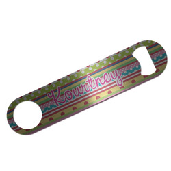 Ribbons Bar Bottle Opener - Silver w/ Name or Text