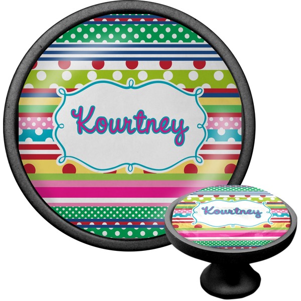 Custom Ribbons Cabinet Knob (Black) (Personalized)
