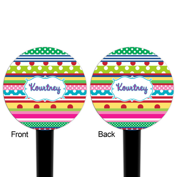 Ribbons Black Plastic 4" Food Pick - Round - Double Sided - Front & Back