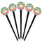 Ribbons Black Plastic 4" Food Pick - Round - Fan View