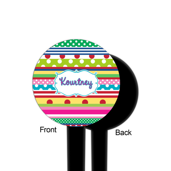 Ribbons Black Plastic 4" Food Pick - Round - Single Sided - Front & Back