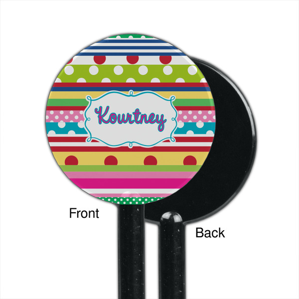 Ribbons Black Plastic 5.5" Stir Stick - Single Sided - Round - Front & Back