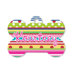 Ribbons Bone Shaped Dog ID Tag - Small (Personalized)
