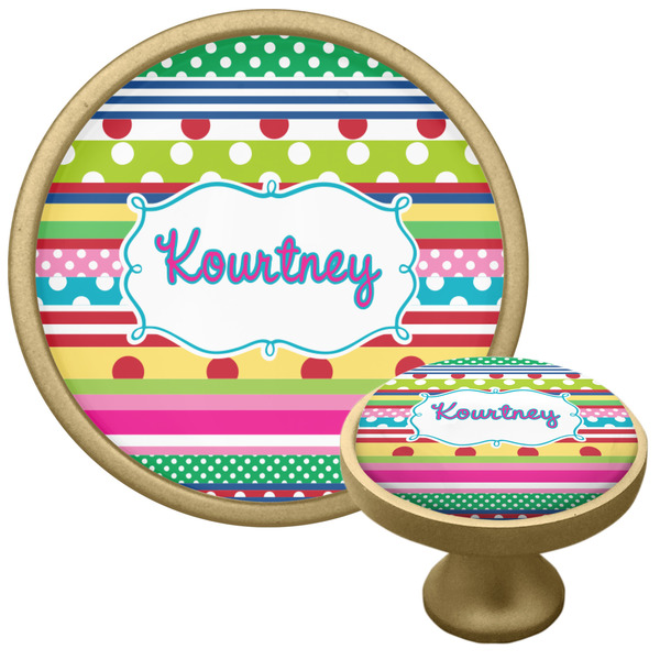 Custom Ribbons Cabinet Knob - Gold (Personalized)