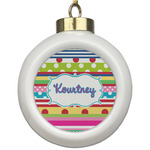 Ribbons Ceramic Ball Ornament (Personalized)