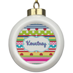 Ribbons Ceramic Ball Ornament (Personalized)
