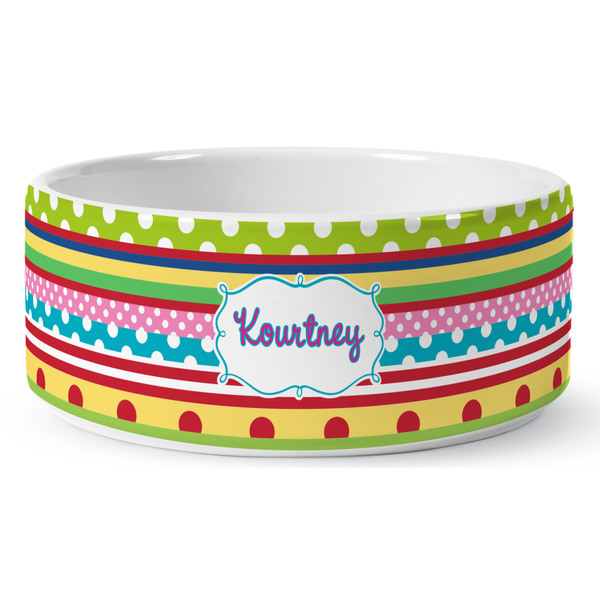 Ribbons Ceramic Dog Bowl - Medium - Front