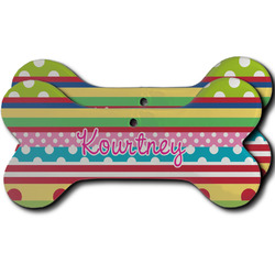 Ribbons Ceramic Dog Ornament - Front & Back w/ Name or Text