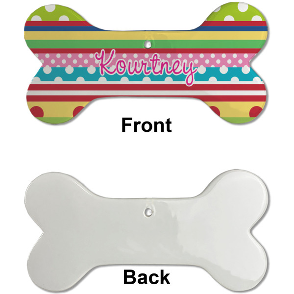 Ribbons Ceramic Flat Ornament - Bone Front & Back Single Print (APPROVAL)