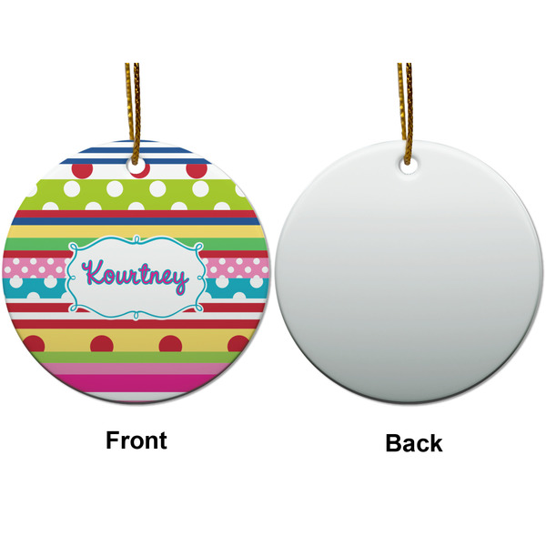 Ribbons Ceramic Flat Ornament - Circle Front & Back (APPROVAL)