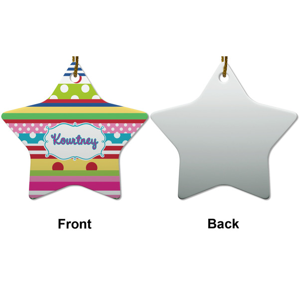 Ribbons Ceramic Flat Ornament - Star Front & Back (APPROVAL)
