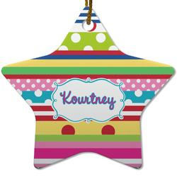 Ribbons Star Ceramic Ornament w/ Name or Text