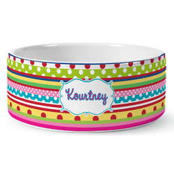 Ribbons Ceramic Dog Bowl - Large (Personalized)