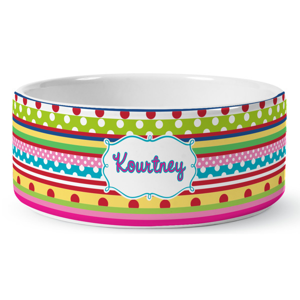 Custom Ribbons Ceramic Dog Bowl - Medium (Personalized)